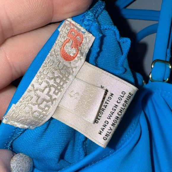 Gianni Bini Blue Floral One Piece Swimsuit - Picture 3 of 3